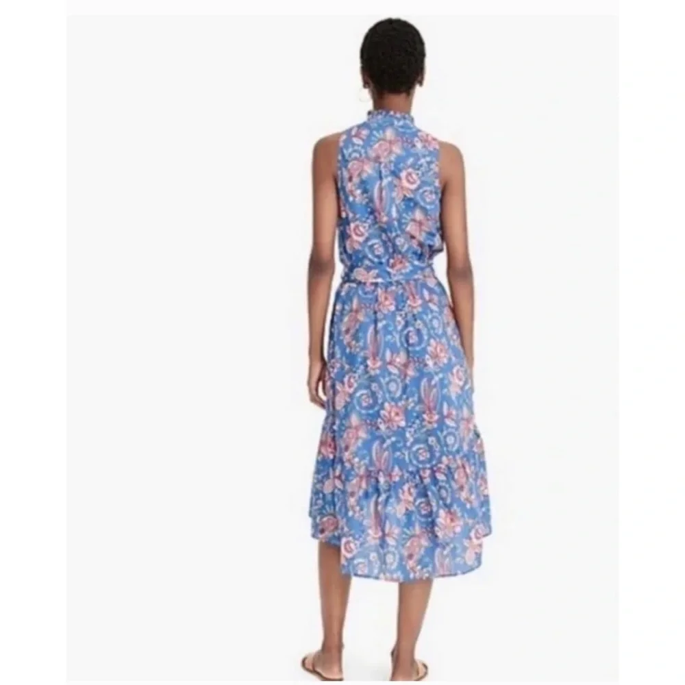 J Crew Liberty Fabric Flora Belle Blue Belted Pull-On Boho Peasant Midi Skirt 00
